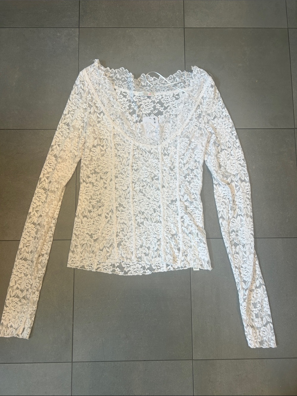 Free People-Intimately Free People Long Sleeve Lace Top - Picture 3 of 7